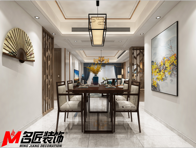 德陽(yáng)市香港花園新中式風(fēng)格三居室裝修案例